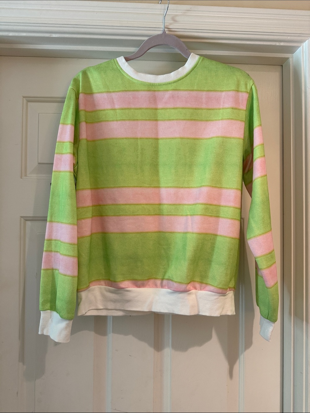 Main Strip Pastel Green and Pink Striped Crewneck Sweatshirt Sm/med like new